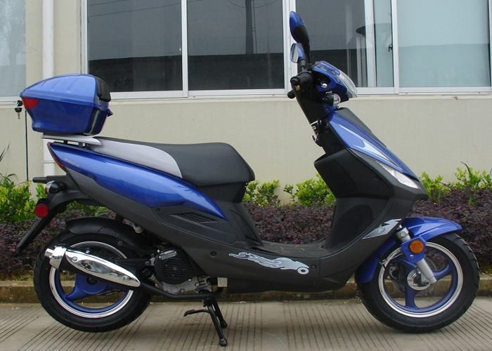 Aluminum Frame  Adult Motor Scooter 12V 7A  Blue 50cc Motor Scooter With Headlight