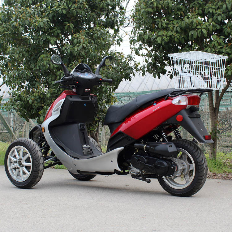 Air Cooled 50cc Adult Tri Wheel Motorcycle Single Cylinder 4 Stroke With Rear Box