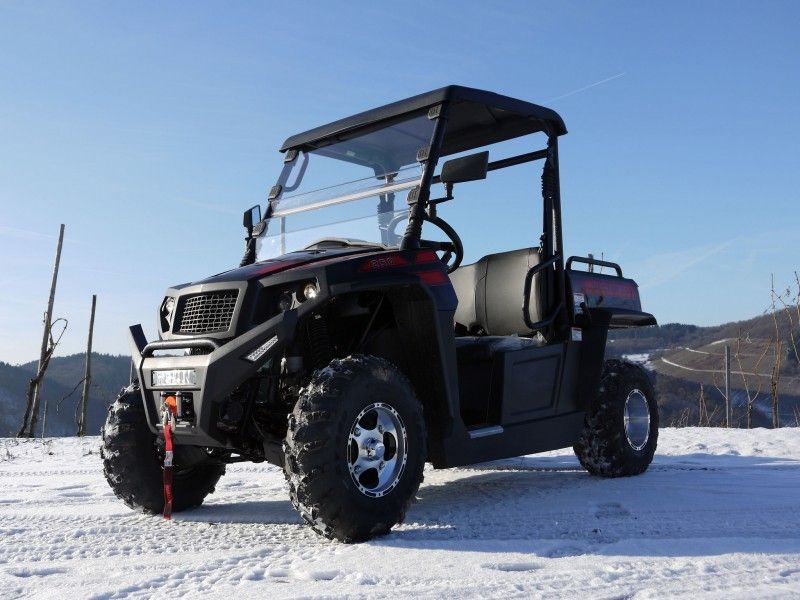 UTV 250 Tiltable Loader Winch Gas Utility Vehicles With Efi - Red , Windsheild And Towbar